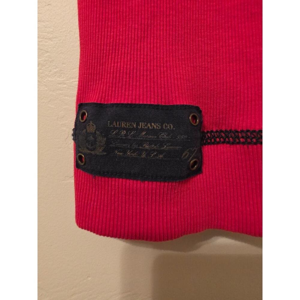 ❤️ Lauren Jeans Co Ralph Lauren Red Ribbed Tee XS | 2000s Y2K - Picture 3 of 5